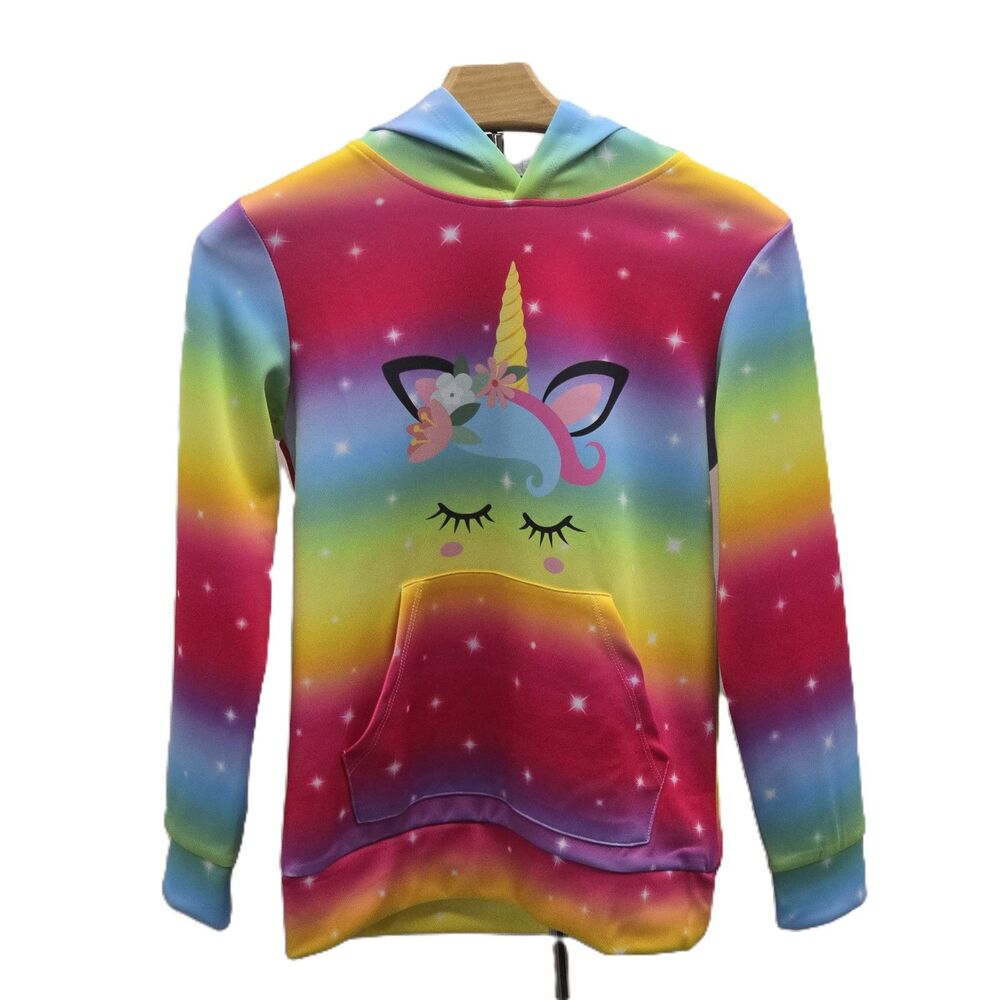 Mirawise tie dye unicorn pullover hoodie size 10-11 NWT multi quantity